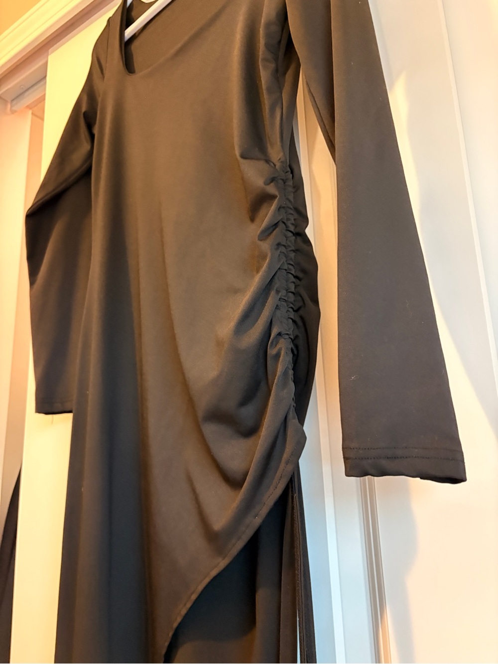 Asymmetrical Black Women's Dress with Side Ruching